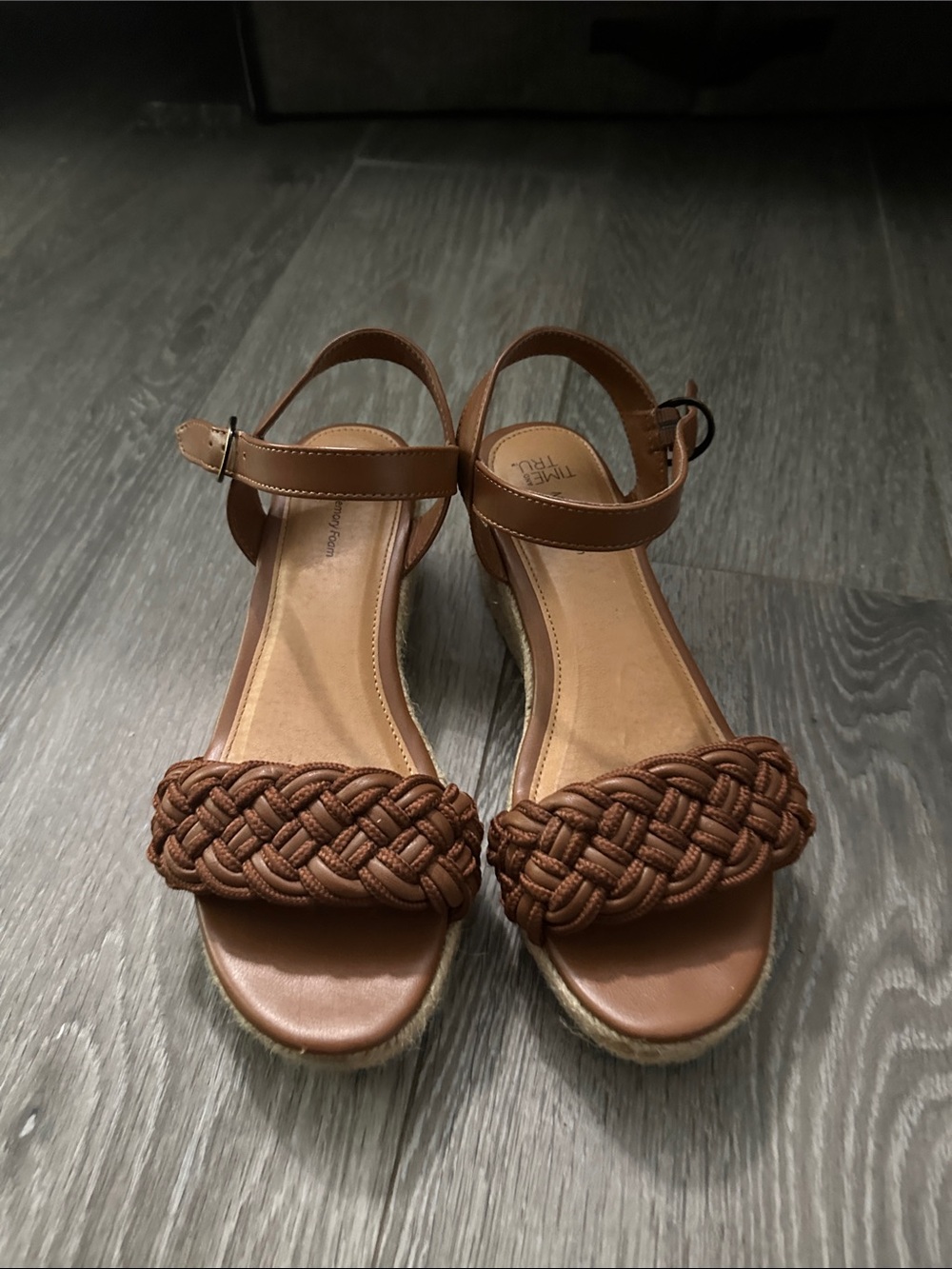 Time and Tru Tan Braided Espadrille Wedge Sandals